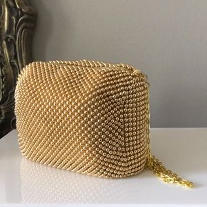 Vintage Gold beaded crossbody bag with chain